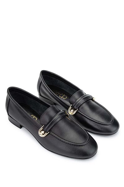 Tamer Tanca Genuine Leather Black Women's Loafer Shoes