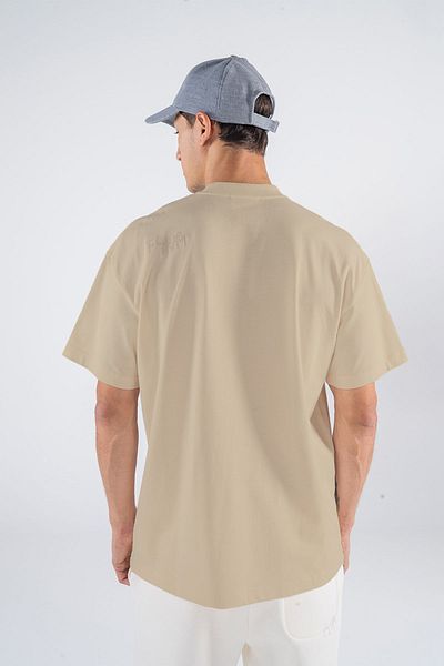 Friday Offset Ανδρικό μπλουζάκι Cream Crew Neck 100% Cotton Oversize