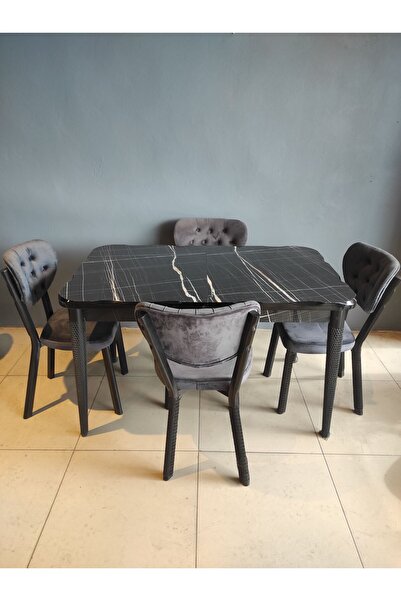 NOSSO HOME Mutfak Masası, Salon Masası ( 80 lik Kelebek Açılır Siyah )