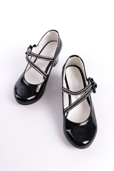 owwox club Owwox Kids Girl's Black Patent Leather Daily 4 cm Heeled Ballerina Shoes