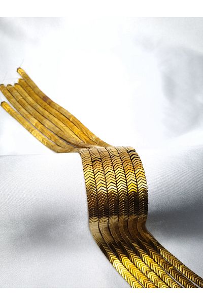 Yüksel Boncuk 6x1 mm Hematite Stone - Gold Sergeant Model Natural Stone String