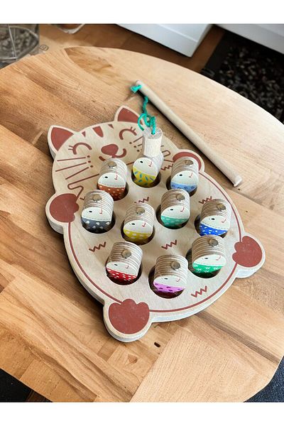 BEMİ 3D Magnet Fishing Game - Wooden Educational