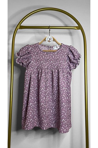 Bambi Kids Balloon Sleeve Detailed Dress