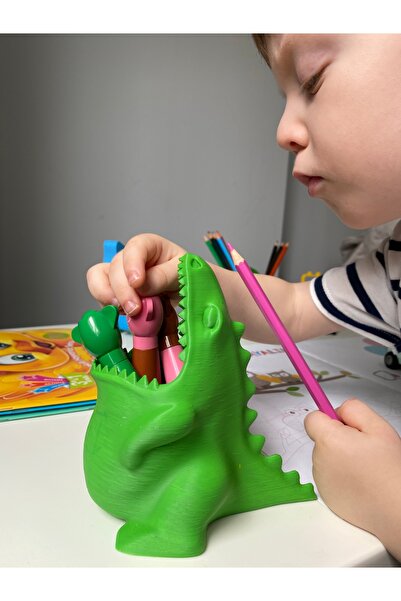 huni حامل أقلام مكتبي لغرفة الأطفال على شكل ديناصور - ديكور وحامل قلم