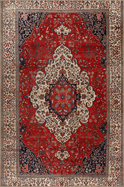 Rugs Modern Halı Kırmızı Temalı Geleneksel Motif Çiçek Desenli Vintage Dekora...