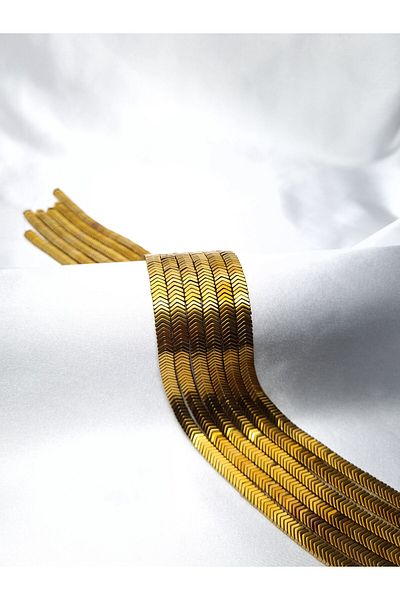 Yüksel Boncuk 6x1 mm Hematite Stone - Gold Sergeant Model Natural Stone String