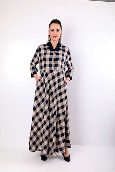 Wild Love Γυναικείο φόρεμα Hijab από βισκόζη - 100% καρό και κουμπιά