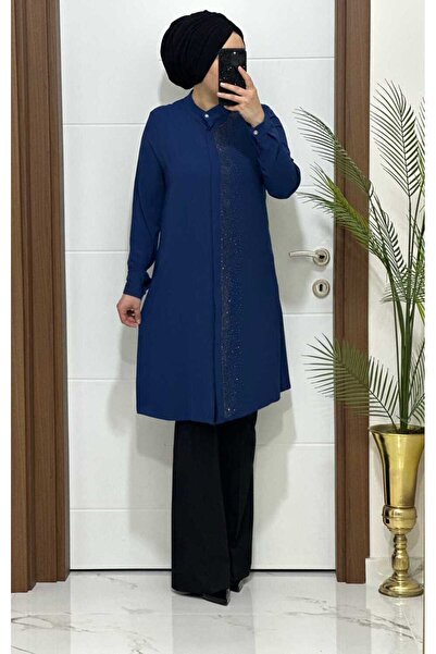 masalabiyem 3106 K 100 İNDİGO YENİ SEZON TASLI TUNİK
