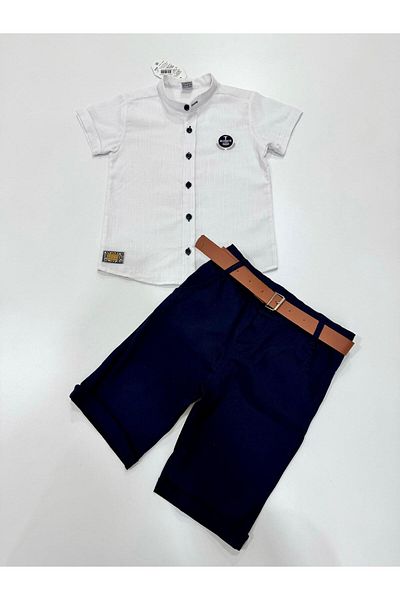 Esterella Boy's Set - Judge Collar Shirt and Belted Shorts