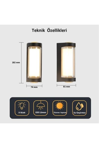 SeKaTech Dekoratif Su Geçirmez Üç Yönlü Led Aplik Cata Lara 9w 3200k Gün Işığı Led Aydınlatma