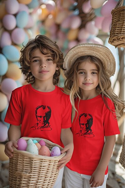 FAVORİST ATATÜRK Παιδικό μπλουζάκι με στάμπα - Crew Neck, Βαμβακερό, Σετ δύο ...