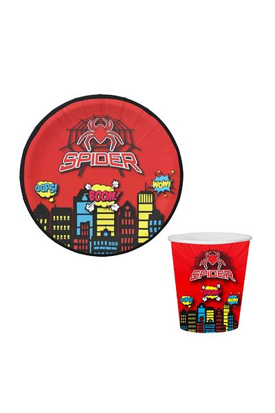 kidspartim Set of 8 Spider Themed Cardboard Cups