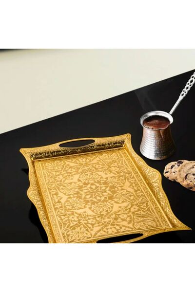 İnova Home Decor Otantik Altın Reng Servis Tepsisi