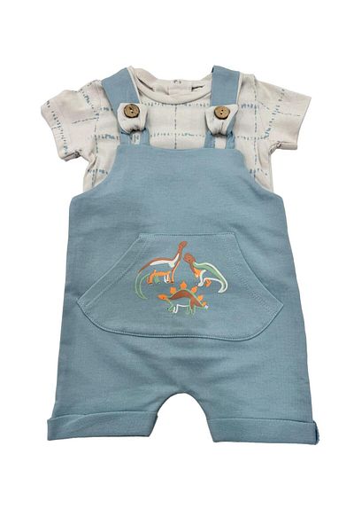 Esterella Jumpsuit with Salopeet Shorts for Baby Boy - Jumpsuit with Short Sleeve T-shirts and Kangaroo Pocket