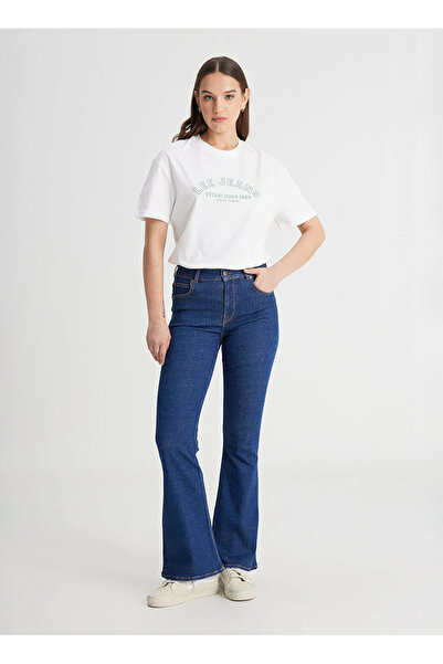 Lee Breese Flare Fit Orta Bel İspanyol Paça Mavi Kadın Jean Pantolon L32Y005XT