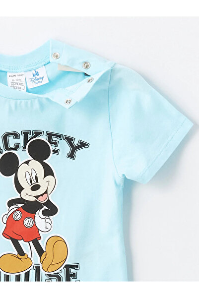 LC Waikiki LCW Baby - Mickey Mouse vzorované dětské tričko s výstřihem s krátkým rukávem, 2dílné BayQ