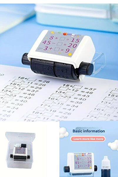 BİTERSE Boşluk Doldurmalı Matematik İşlem Kaşe Seti Mürekkepli Toplama Çıkartma Eğitim Seti