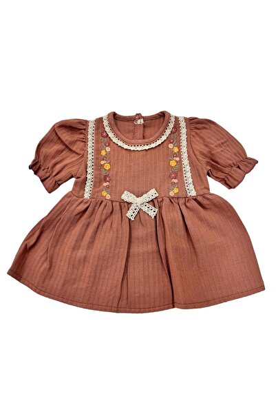 Esterella Short Sleeve Scalloped Gathered Muslin Baby Dress