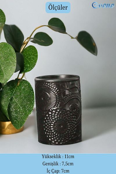 Evene Countertop Cutlery Decorative Upright Cutlery Holder Cylinder Cutlery Black Color Model 12