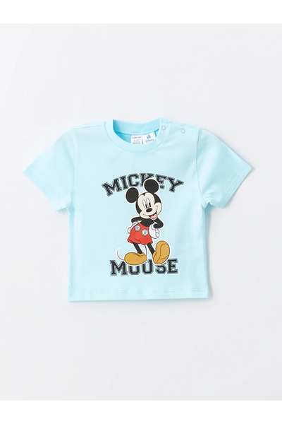 LC Waikiki LCW Baby - Mickey Mouse vzorované dětské tričko s výstřihem s krátkým rukávem, 2dílné BayQ