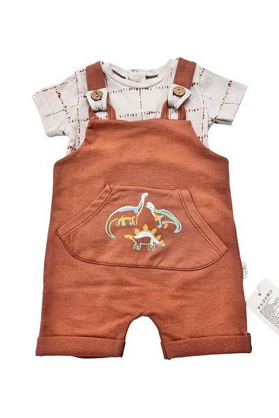 Esterella Baby Boy Jumpsuit with Salpet Shorts - Short Sleeve T-shirt, Kangaroo Pocket Baby Jumpsuit