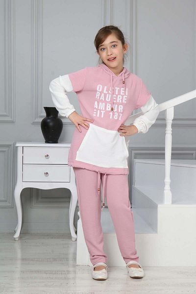 Joui Co Hooded and Pocketed 2-Piece Tunic Set for Young Girls
