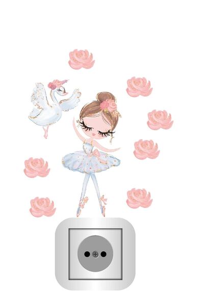 Kt Grup Beyaz Balerin Ve Kuğu Priz Sticker Seti