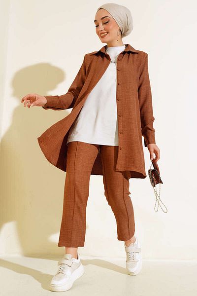 VOLT CLOTHİNG Leinen Doppelset für Damen - Ballknopf