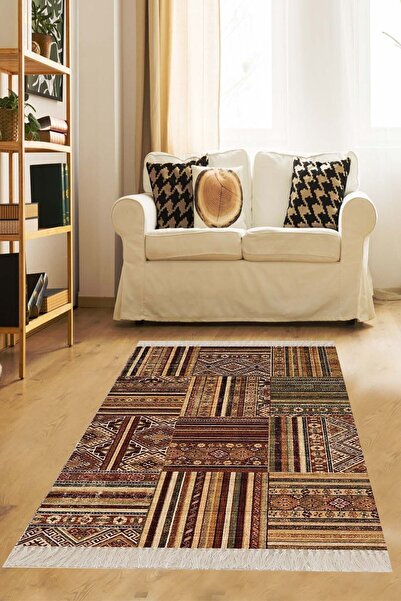 farbala Kilim Desenli Etnik  Kaymaz Taban Leke Tutmaz Yıkanabilir İnce Yazlık...