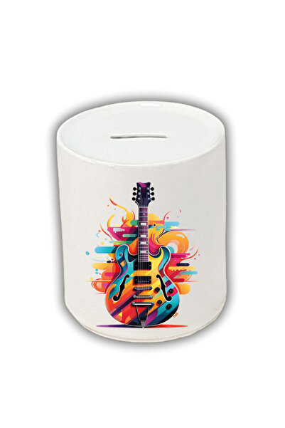 lili hediyelik Πολύχρωμο κουμπαράς με στάμπα κιθάρας - Κατάλληλο για συγκέντρ...