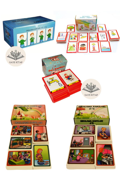 Yuka Kids Sıralama Kartları 3'lü 4'lü -Doğru Yanlış Kartları-Ses Kartları-Sır...