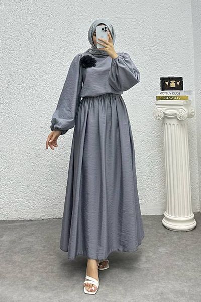 Neşeli Butik Women's Floral Detailed Skirted Hijab Suit Nms004