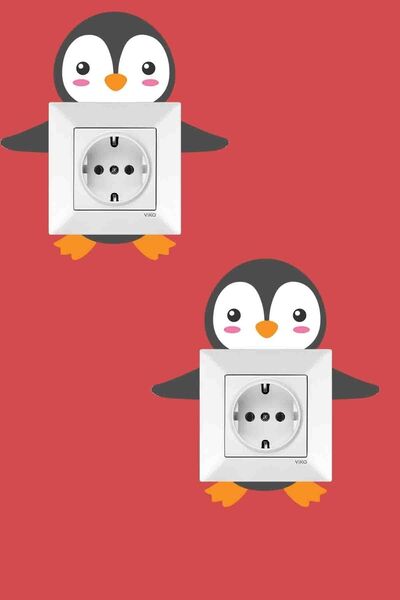 Kt Grup Sevimli Penguen 2 Adet Priz Sticker