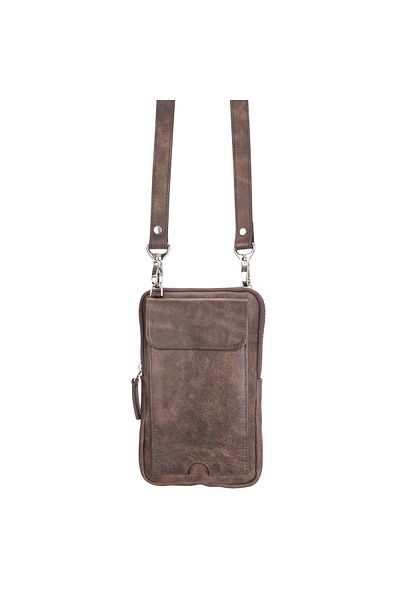 Lev Leather Мъжки портфейл - естествена кожа, каишка, отделения за телефон и карти, гравиране на име
