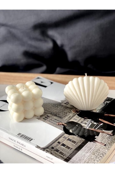 homeartplus Büyük boy istiridye ve buble mum seti