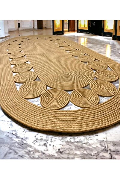 Genel Markalar hasır jüt halı el örgüsü halı kilim yıkanabilir çift taraflı oval