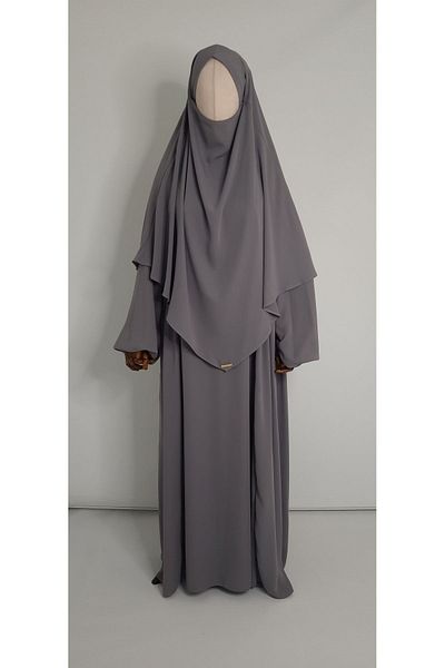 erasra class Gray Colored FERACE & ABAYA SUFLE SET