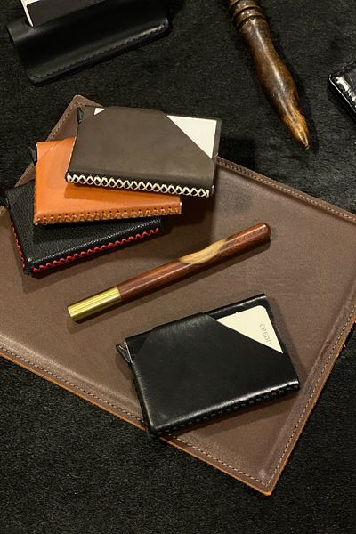 MAT Deri Genuine Leather Slim Design Card Holder with Mechanism - Handmade Wallet