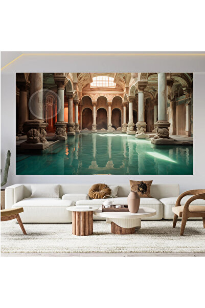 EMİLART Dekoratif Antik Roma Sarayının Havuzu Mimari Tasarım Sanat Kanvas Tablo