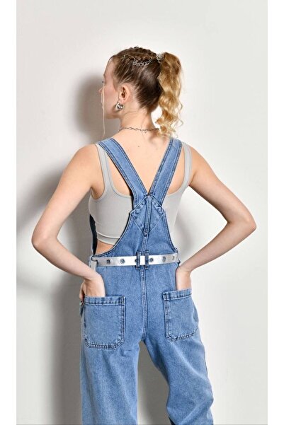 Calisa Denim Gardener Overalls - Decorative Pocket Detail