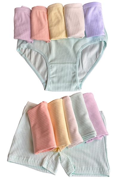 Kossiga Set de 6 boxeri și chiloți colorați din bumbac Lycra cu snur pentru fete