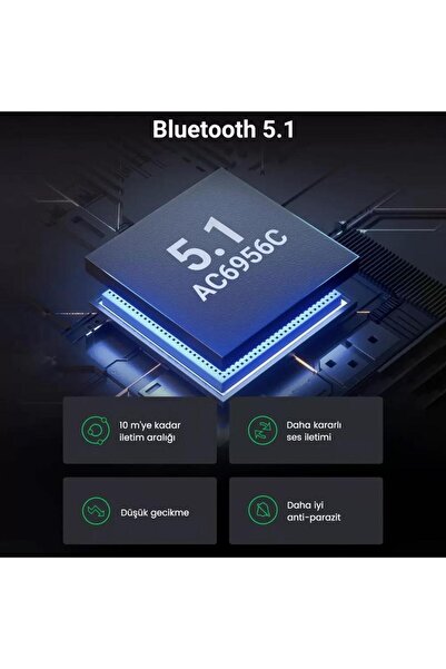 Ugreen Bluetooth 5.1 3.5mm Aux Alıcı Verici Bluetooth Adaptörü