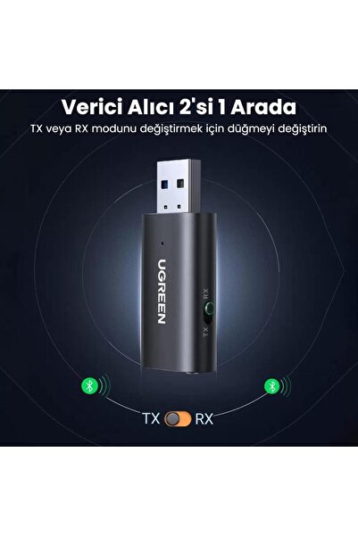 Ugreen Bluetooth 5.1 3.5mm Aux Alıcı Verici Bluetooth Adaptörü