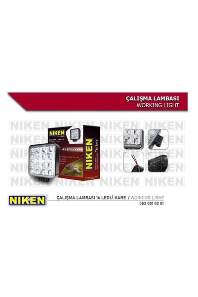 NIKKEN Nıken 9v-48v Çalışma Lambası Pro (16 X 3w Power Ledli) Kare (108*108*40)