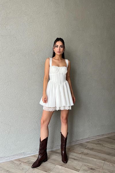 Seda Yalçın Atelier White Dress with Dream Corset Detail