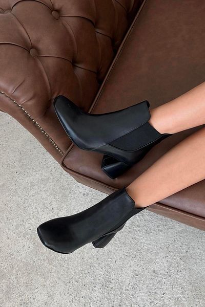 STRASWANS Kitee Women's Daily Rubber Detailed Heeled Leather Boots Black