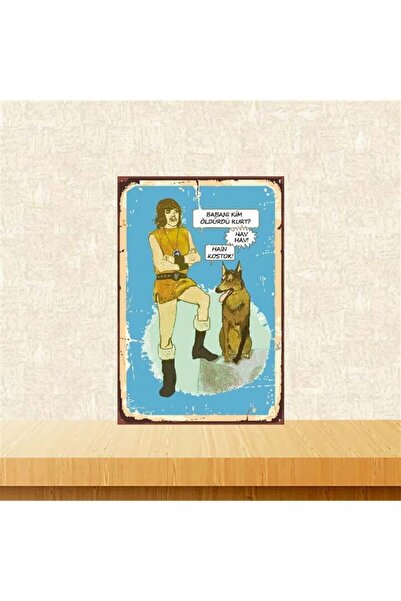 Home Tarkan Ve Kurt Tasarımlı 20x30cm Retro Ahşap Poster