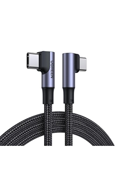 Ugreen 90 Derece Type-c To Type-c 100w 5a Data Ve Şarj Kablosu 2 Meter Siyah