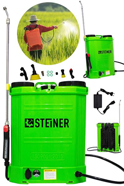 STEİNER Alman Turbo 16 Lt Şarjlı Sırt Tipi İlaç Pompası Akülü İlaçlama Makinesi