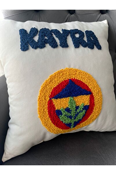 Zeyna Atölye Fenerbahçelilere Özel Armalı %100 El Emeği Punch Kırlent Yastık ...